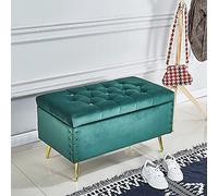Banc de rangement luxueux en velours avec pieds en métal doré, repose-pieds rembourré confortable et banc à chaussures pour salon ou entrée (taille : 80 x 45 x 45 cm)