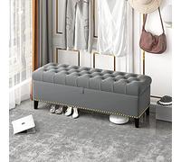 Banc de rangement luxueux en velours capitonné avec boutons - Design moderne pour chambre à coucher ou salon - Solution peu encombrante