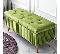 Banc de rangement luxueux en velours haut de gamme, meuble ottoman confortable, rangement à chaussures, élégant, repose-pieds d'entrée, design herbe verte, parfait pour la décoration du salon, 80 cm