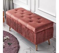 Banc de rangement luxueux en velours rose, repose-pieds élégant pour chaussures, meubles décoratifs pour salon et entrée, 80 x 40 x 45 cm
