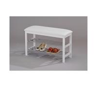 IDIMEX Meuble à Chaussures Sana Banc avec Assise et 2 étagères Rangement pour 8 Paires en Bois Massif de Coloris Blanc