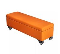 Banc de rangement mobile, banc de rangement rembourré, banc d'entrée avec roulettes, banc d'extrémité de lit, pouf de rangement pour siège à chaussures pour salon, entrée (orange, 60 cm)