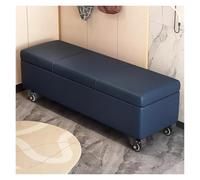 Banc de rangement mobile, banc de rangement rembourré, banc d'entrée avec roulettes, banc d'extrémité de lit, pouf de rangement pour siège à chaussures pour salon, entrée (bleu, 120 cm)