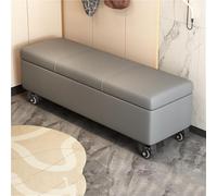 Banc de rangement mobile rembourré avec roulettes - Gris - Entrée et chambre à coucher Ottoman - Siège à chaussures et solution de rangement 90 cm - Meuble polyvalent pour salon