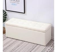 Banc de rangement moderne avec coussin, banc à chaussures en cuir blanc, tabouret élégant et siège auxiliaire, parfait pour un couloir et un salon.