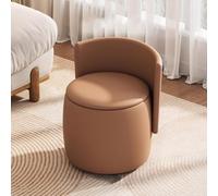 Banc de rangement moderne avec dossier, tabouret rond rembourré, repose-pieds et nizer pour salon, chambre à coucher et salle de maquillage - Solution de rangement élégante
