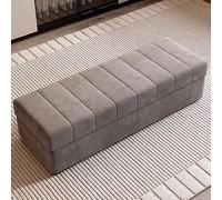Banc de rangement moderne en bois massif - Coffre élégant pour entrée et chambre à coucher, design haut de gamme, solution polyvalente pour la maison (gris foncé, 140 cm)