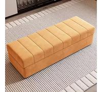 Banc de rangement moderne en bois massif - Élégant canapé polyvalent pour entrée et extrémité de lit Jaune foncé 110 cm