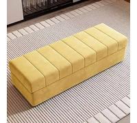 Banc de rangement moderne en bois massif haut de gamme élégant solution de siège d'entrée design compact pour la maison (jaune clair, 150 cm)