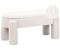 Banc de Rangement Moderne en Bouclé Rembourré Meuble de Chambre Salon Blanc Cass