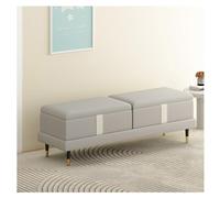 Banc de rangement moderne en similicuir avec pieds dorés, banc d'intérieur rembourré pour bout de lit ou table à manger, gris clair, 100 x 4