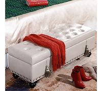 Banc de rangement moderne en similicuir avec repose-pieds et tabouret pour salon et chambre à coucher - Multifonctionnel - Kaki - 60 x 40 x 42 cm