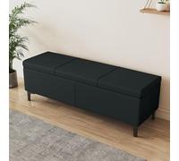 Banc de rangement moderne en similicuir noir avec assise douce et pieds en métal, tabouret à langer parfait pour chambre à coucher et salon (40 x 40 x 45 cm)