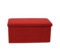 Banc de rangement moderne en tissu de lin 76 x 38 x 38 cm, petit repose-pieds portable pour salon, dortoir, bureau, couvercle amovible pour un rangement pratique, repos élégant pour canapé ou bureau