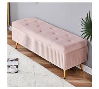 Banc de rangement moderne en velours avec base dorée - Repose-pieds touffeté à rabat rembourré pour chambre à coucher, salon, entrée et salle à manger (78,7 x 40,6 x 45,7 cm) - Décoration d'intérieur