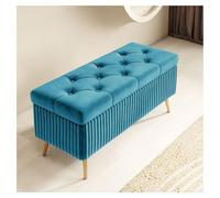 Banc de rangement moderne en velours avec pieds dorés - Extrémité de lit capitonnée - Repose-pieds capitonné à boutons pour entrée, salon et salle à manger (60 x 40 x 45 cm) - Élégant et fonctionnel