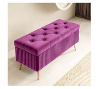 Banc de rangement moderne en velours avec pieds dorés, repose-pieds rembourré pour entrée, salon, chambre à coucher, design touffeté à boutons, 119,4 x 40,6 x 45,7 cm, solution de rangement élégante