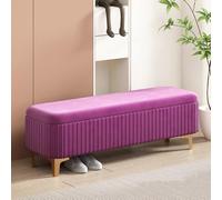 Banc de rangement moderne et long supplémentaire avec jambes dorées, grand espace de rangement, banc d'entrée de l'espace avec charnières en métal de sécurité, banc de rangement pour pieds pour