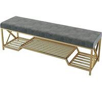 Banc de rangement moderne pour chaussures d'entrée avec coussin doux, cadre en métal robuste, élégant pour couloir et salon, design peu encombrant pour décoration d'intérieur