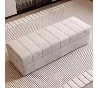 Banc de rangement moderne pour entrée, étagère à chaussures, design haut de gamme, ottomane capitonnée, solution élégante pour petit canapé (gris clair, 140 cm)