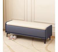 Banc de rangement moderne pour salon, entrée, ottomane avec coussin, siège à langer multifonction, beige et bleu, 70 cm, meubles élégants pour décoration d'intérieur