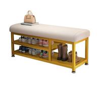 Banc de rangement multifonction avec étagère à chaussures Capacité 200 kg Coussin en similicuir Idéal pour entrée, salon, chambre à coucher Gris 60 cm A