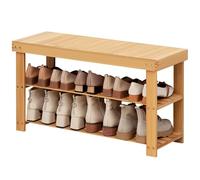 Banc de rangement multifonction en bambou, étanche pour salon, chambre à coucher, salle de bain, montage facile, 80 cm, jaune élégant, design robuste