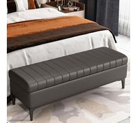 Banc de rangement multifonctionnel avec étagère en bois massif, repose-pieds rembourré, étagère à chaussures, idéal pour chevet ou salon, design élégant et peu encombrant