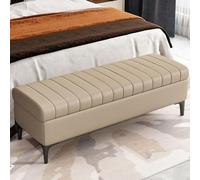 Banc de rangement multifonctionnel avec étagère en bois massif, repose-pieds rembourré, étagère à chaussures, idéal pour chevet ou salon, design élégant et peu encombrant