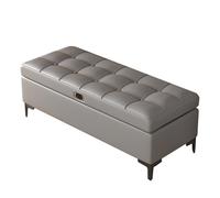 Banc de Rangement Multifonctionnel, Banc-ottoman avec Couvercle Rabattable et Siège en Cuir Rembourré, Idéal Comme Range-chaussures et Meuble de Rangement pour L'entrée(Dark gray,59in/150cm)