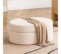 Banc de rangement multifonctionnel - Repose-pieds ovale rembourré en boucle pour salon et chambre à coucher - Solution de décoration d'intérieur polyvalente