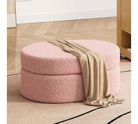 Banc de rangement multifonctionnel - Repose-pieds ovale rembourré en boucle pour salon et chambre à coucher Solution de rangement élégante au bout du lit Design peu encombrant