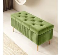 Banc de rangement ottoman 2 en 1, repose-pieds rembourré avec mousse hautement élastique, étagère à chaussures robuste avec 4 pieds en métal, grand repose-pieds pour extrémité de lit, couleur 13100 x