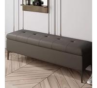 Banc de rangement ottoman avec assise rembourrée en cuir, banc à chaussures, banc ottoman avec pieds en acier, repose-pieds pour entrée et salon