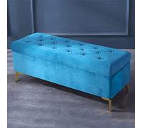 Banc de rangement ottoman avec boutons en cristal, tabouret de pied touffeté pour chambre à coucher et entrée, design moderne