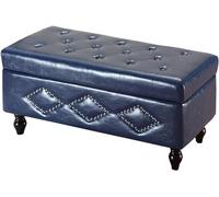 Banc de rangement ottoman avec coussin en polyuréthane, décoration vintage à rivets, construction en bois massif, charge jusqu'à 150 kg