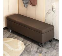 Banc de rangement ottoman avec roulettes pour salon ou chambre à coucher, siège rembourré en simili cuir, repose-pieds et repose-pieds, design de coffre de rangement pratique