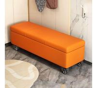 Banc de rangement ottoman avec roulettes pour salon ou chambre à coucher, siège rembourré en simili cuir, repose-pieds et repose-pieds, design de coffre de rangement pratique