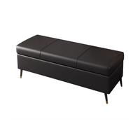Banc de rangement ottoman avec tissu Nano Tech pour salon, entrée, noir (140 cm)