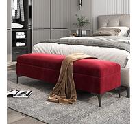 Banc de rangement ottoman, banc de rangement rembourré en velours, banc d'extrémité de lit, banc de chambre à coucher avec coffre de rangement de qualité supérieure avec rangement, pas besoin d'assemb