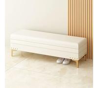 Banc de rangement ottoman beige de 100 cm, repose-pieds en tissu technique, repose-pieds, siège de fenêtre, canapé d'entrée, repose-pieds pliable pour chambre à coucher et salon