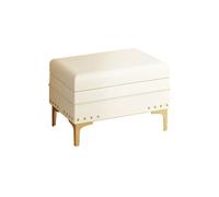 Banc de rangement ottoman beige - Repose-pieds en tissu technique de 70 cm pour entrée, chambre à coucher, bout de lit et canapé - Élégant coffre rabattable et siège de fenêtre
