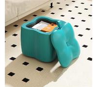 Banc de rangement ottoman en forme de fleur, surface en cuir avec cadre en bois, design peu encombrant pour le salon, durable et fonctionnel