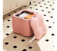 Banc de rangement ottoman en forme de fleur, surface en cuir avec cadre en bois, design peu encombrant pour le salon, durable et fonctionnel