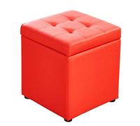 Banc de Rangement Ottoman en Similicuir avec boîte de Rangement à charnière supérieure Rouge 12x12x14 Pouces Idéal pour Le Rangement à la Maison et au Bureau.
