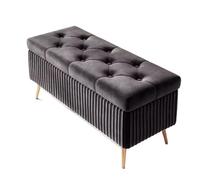 Banc de rangement ottoman en velours gris foncé pour chambre à coucher, salon et entrée, housse élégante, 120 x 40 x 45 cm, parfait pour les chaussures et un rangement supplémentaire