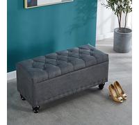 Banc de rangement ottoman, étagère à chaussures, pouf gris, 40 cm, meuble d'entrée multifonction, solution de rangement pour couloir et chambre d'enfant