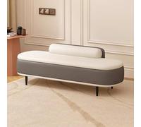 Banc de rangement ottoman moderne avec coussin lombaire pour entrée et salon, repose-pieds en simili cuir, design élégant gris foncé et beige, 60 cm de long
