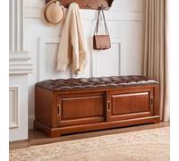 Banc de rangement ottoman, pouf rembourré, étagère à chaussures peu encombrante avec coussin, design élégant et fonctionnel pour chambre à coucher et entrée