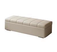 Banc de rangement ottoman pour chambre à coucher et salon Repose-pieds rectangulaire pour bout de lit Finition bois naturel 130 cm